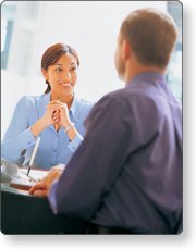 man and woman having a discussion