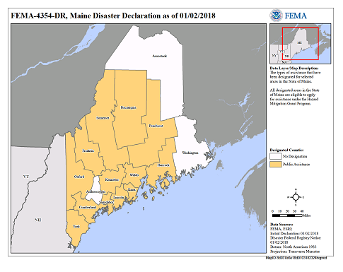 The types of assistance that have been designated for selected areas in the State of Maine. Please refer to Appendix 4-1 for a complete description.