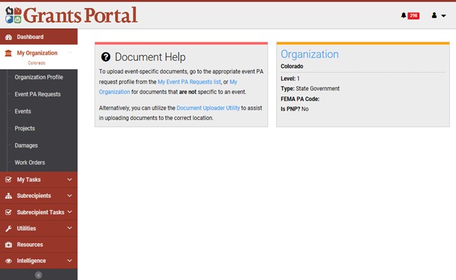 Grants Portal Dashboard. Please refer to Appendix 2-18 for full description.