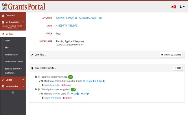 Grants Portal EEI Required Documents (expanded). Please refer to Appendix 4-29 for full description.