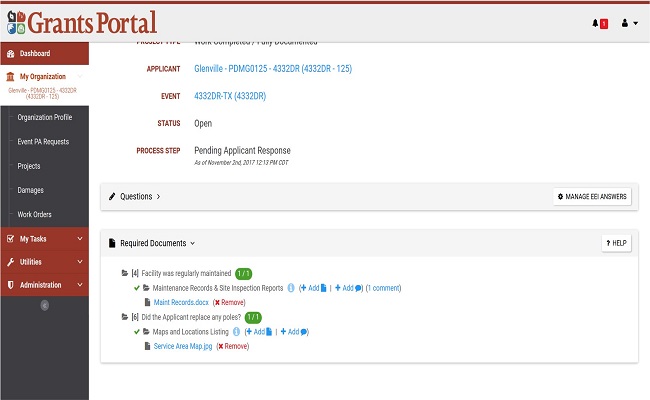 Grants Portal Required Documents Comment Added. Please refer to Appendix 4-31 for full description.