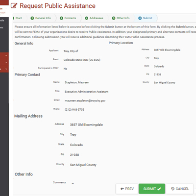 Grants Portal Request for Public Assistance: Review. Please refer to Appendix 3-8 for full description.