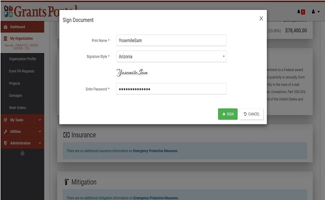 Grants Portal Applicant DDD, Scope, Cost Approval: Sign Document. Please refer to Appendix 5-20 for full description.