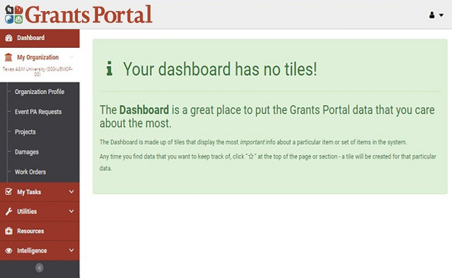 Grants Portal Dashboard. Please refer to Appendix 6-8 for full description.