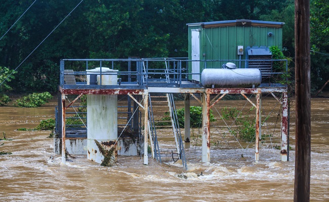 A flooded wastewater plant.