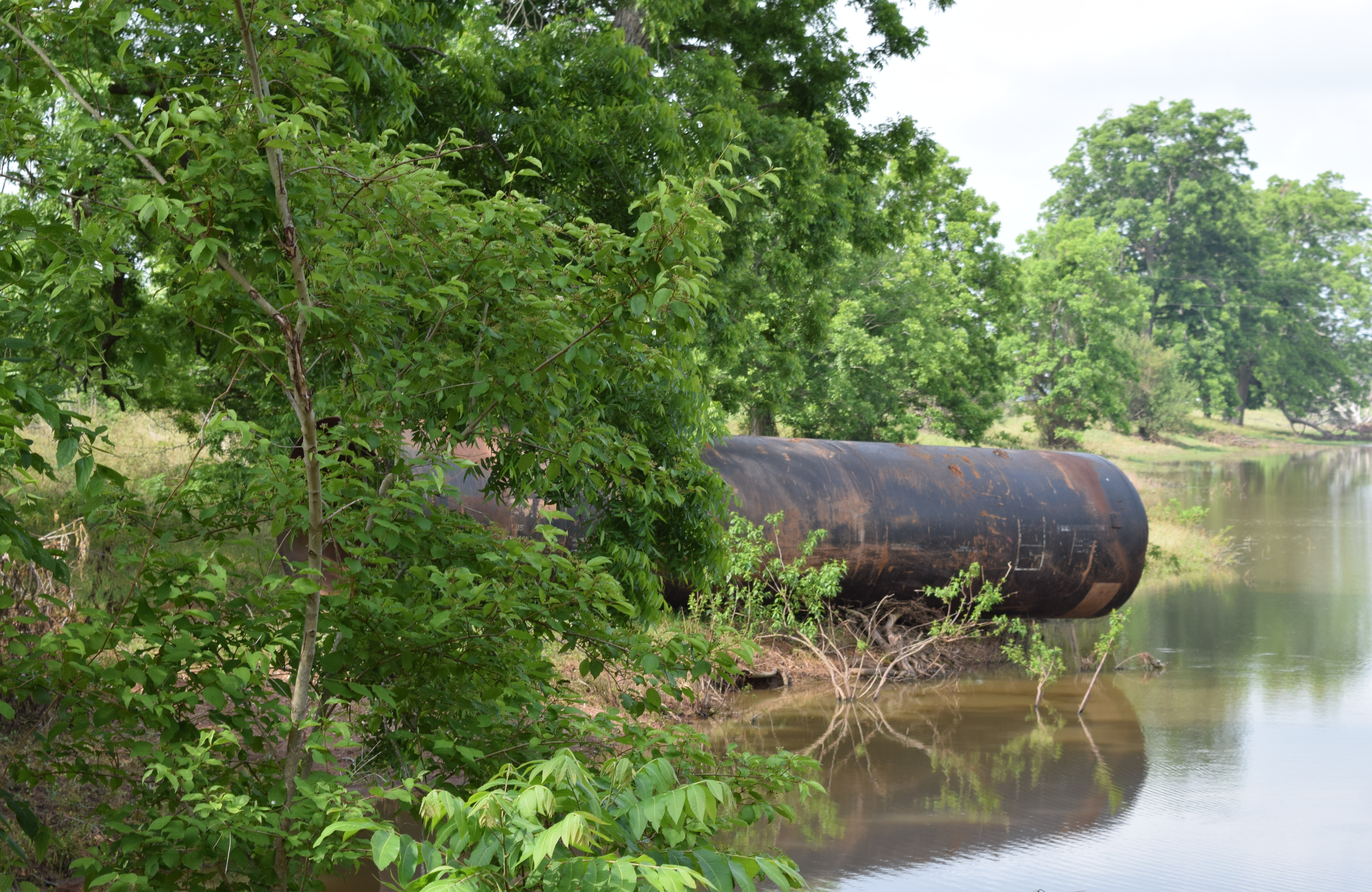 Texas' storm April 17 through 24 washed out a 10-foot Irons Creek culvert near Brookshire.  The force of the flood waters forced the culvert downstream.