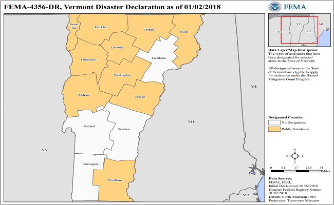 Vermont disaster declaration map 2018. Please refer to Appendix -2 for full description.