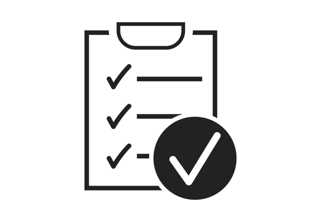 A checklist on a clipboard with a large checkmark superimposed.