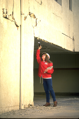 Inspection of building earthquake damage.