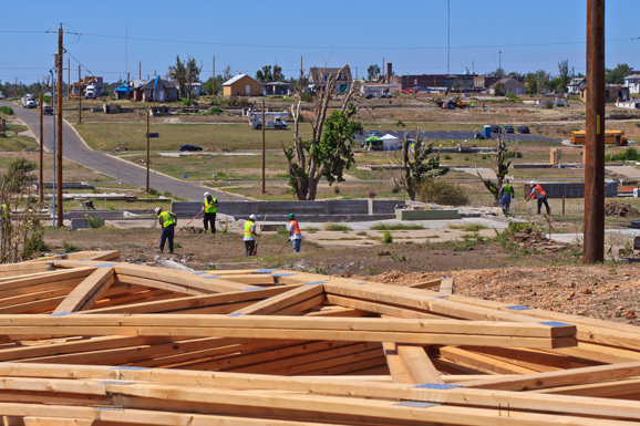 Clean-up and construction continue after an EF-5 tornado destroyed a third of Joplin, MO.