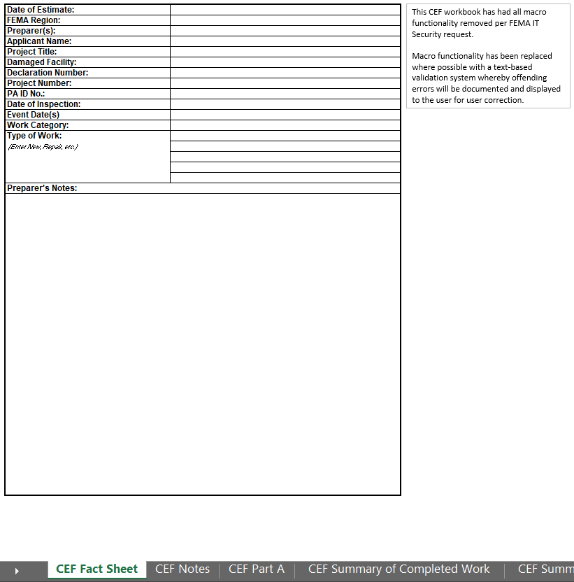 CEF Fact Sheet. Please refer to Appendix 3-2 for full description.