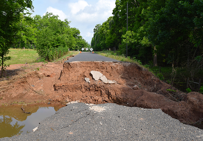 A collapsed bridge in Texas.