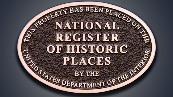 Plaque: This property has been placed on the National Register of Historic Places by the United States Department of the Interior.