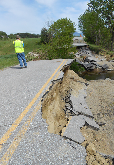 FEMA Preliminary Damage Assessment teams evaluate flood damage in Essex, Vermont.