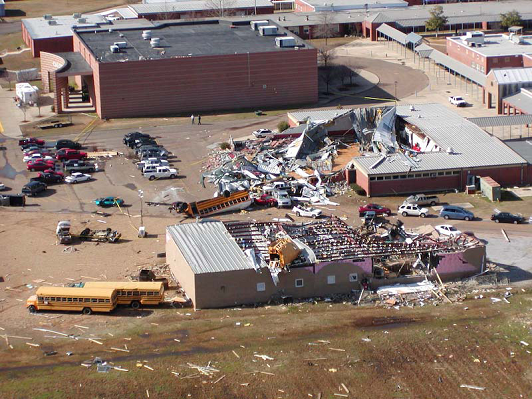 Aerial View Of Ef3 Tornado Damage To The Caledonia High School Complex 