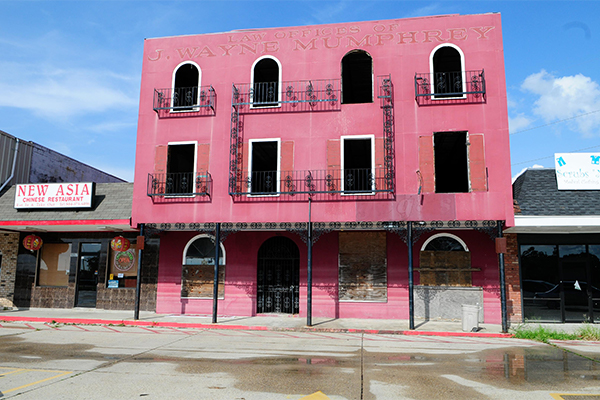 Boarded up law offices damaged by Hurricane Katrina