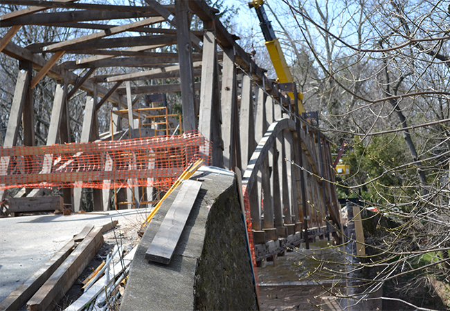 Covered bridge under construction.