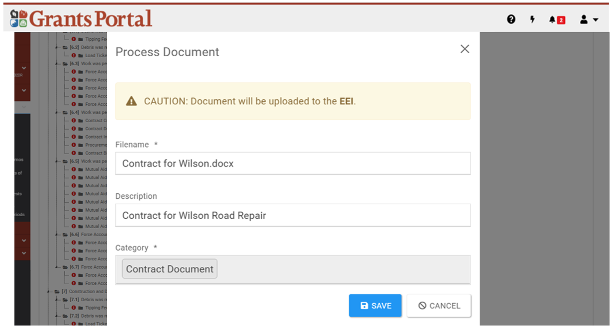 PA Grants Portal: Process Document pop-up. Please refer to appendix 3-4.