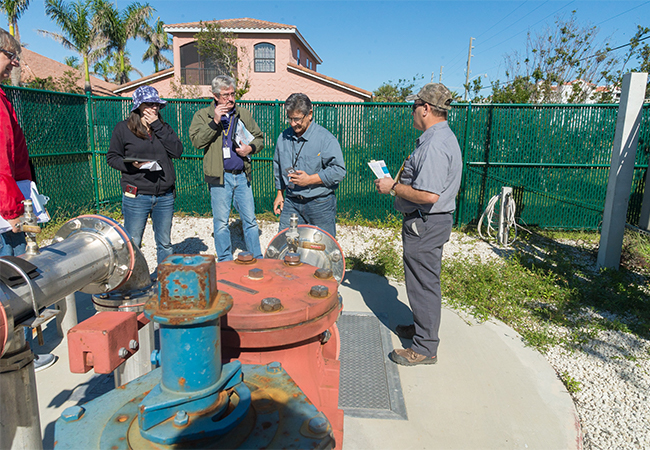 Public Assistance specialists, conduct a waste water treatment plant site inspection