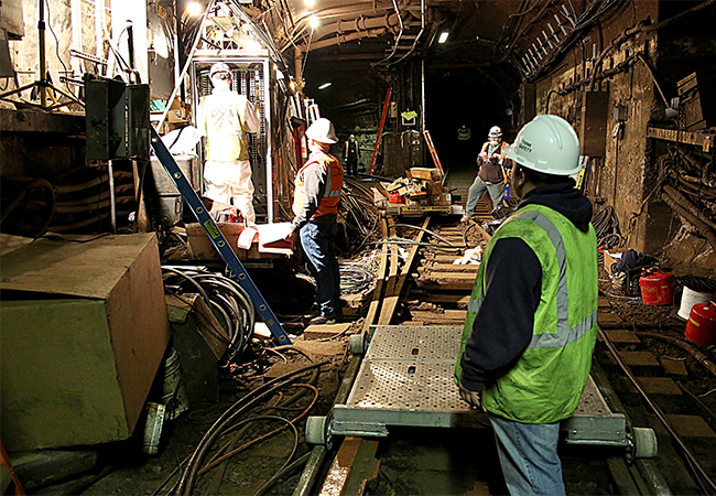 Electrical repairs at Port Authority.