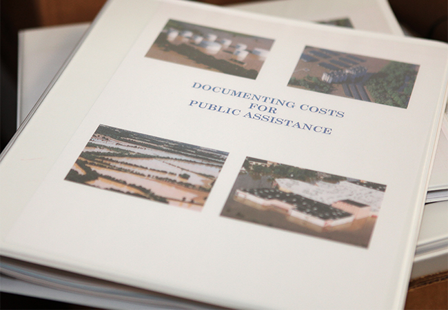 Documenting Costs for Public Assistance cover on binder.