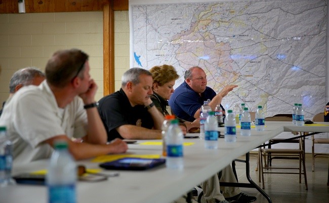 FEMA Region IX Administrator Robert Fenton meets with California State personnel.