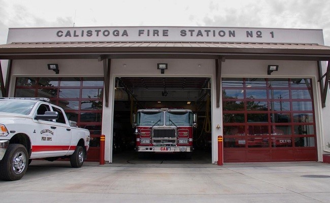 A fire station in Calistoga, California with three stations.