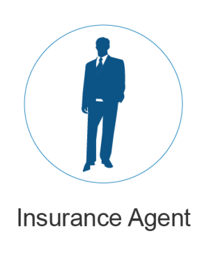 Graphic silhouette of an Insurance Agent in a suit and tie.