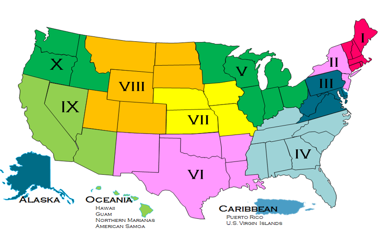 Map of all of the NRT Regional Response Teams