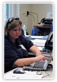 woman at a computer